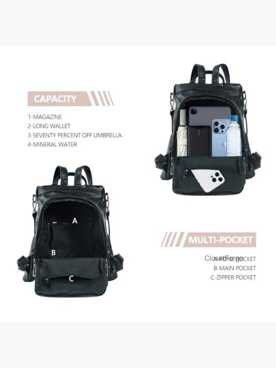 Small Vegan Leather Anti-theft Backpack Purse 3-Way Wear Travel Satchel